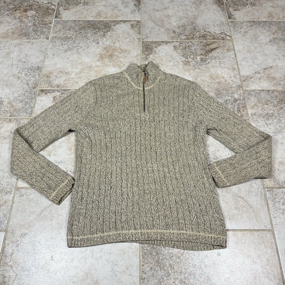 Eddie‎ Bauer Sweater Mens Heathered 1/4 Zip Thick Cotton Long Sleeve Japan